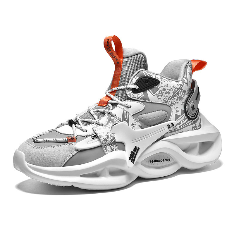 Men's Shoes Autumn 2024 New Sports Shoes Basketball Height-increasing Shoes Casual All-match Thick-soled High-top Shoes Men's Korean-style Trendy