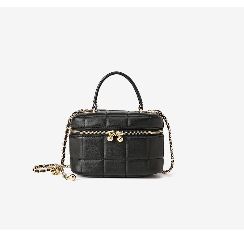 Elegante borsa a scatola in pelle trapuntata con tracolla a catena - Versatile borsa a tracolla e a spalla per donna_voghion.com