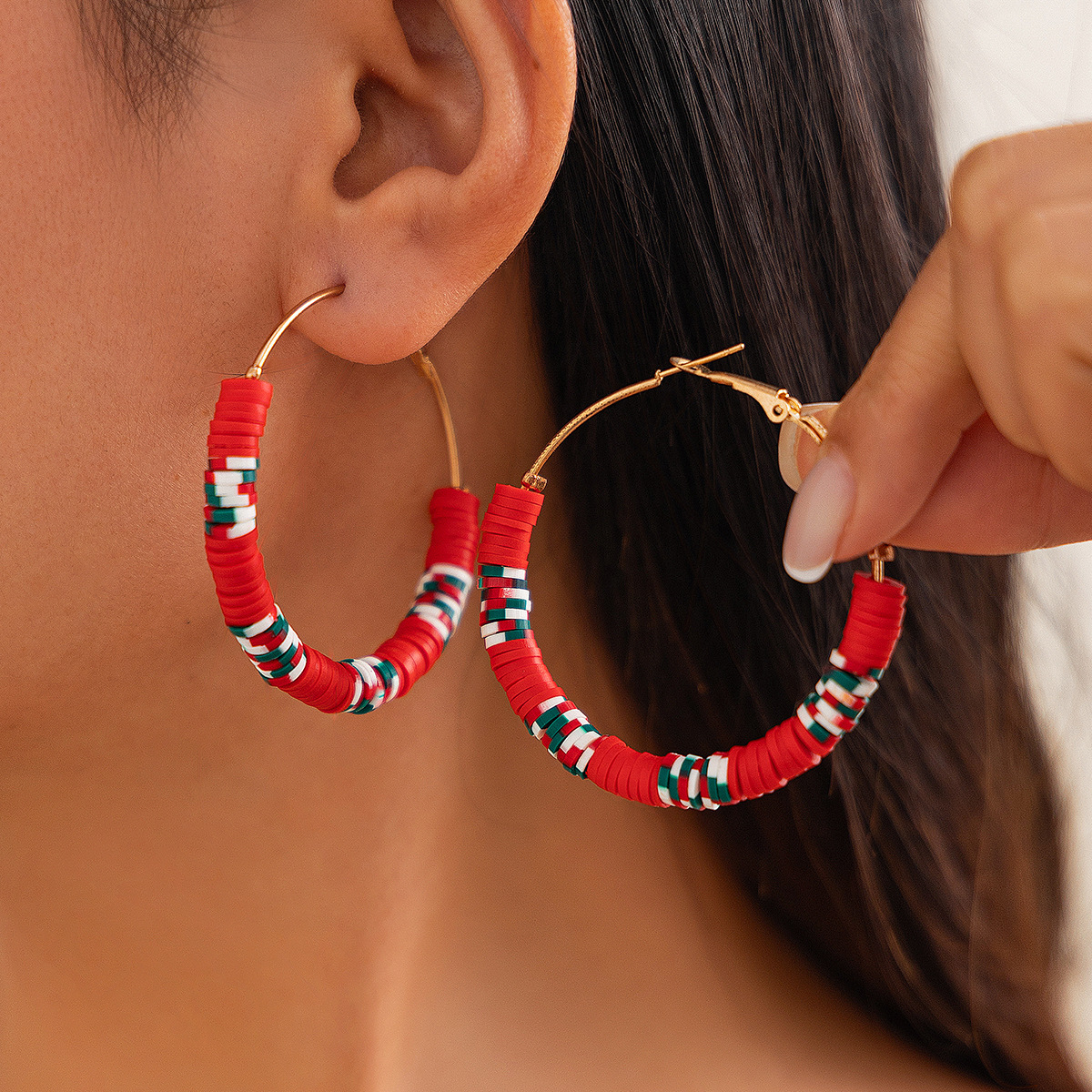 Colorful Soft Ceramic Set With Personalized Hand Drawn Geometric Earrings For Women_voghion.com