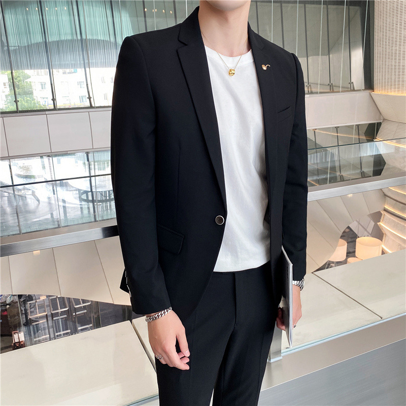 세트 세트 남자 2022 년 새 도착 한국 스타일 캐주얼 남성 단색 투피스 캐주얼 세트 신랑 최고의 남자 원피스