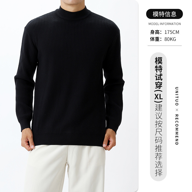 Suéter de lujo ligero de medio cuello alto de gama alta para hombres otoño y invierno de alta calidad con camiseta de punto para hombres de moda para hombres
