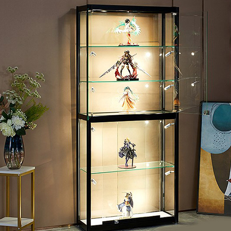 2wled vitrina de vidrio gabinete armario columna proyector modelo joyería gabinete lámpara 220V exposición lateral lámpara 3W