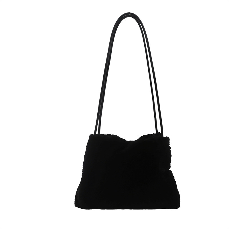 Bolso de peluche de nicho de invierno bolso de mujer 2024 moda extranjera hombro braza pequeña bolsa cuadrada bolsa de viaje de lana universal