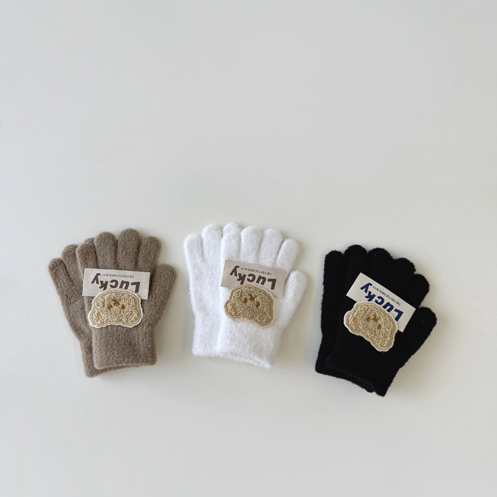 Kinderhandschuhe Herbst und Winter Baby dicke warme Jungen und Mädchen gestrickte Fünf-Finger-Winterhandschuhe_voghion.com