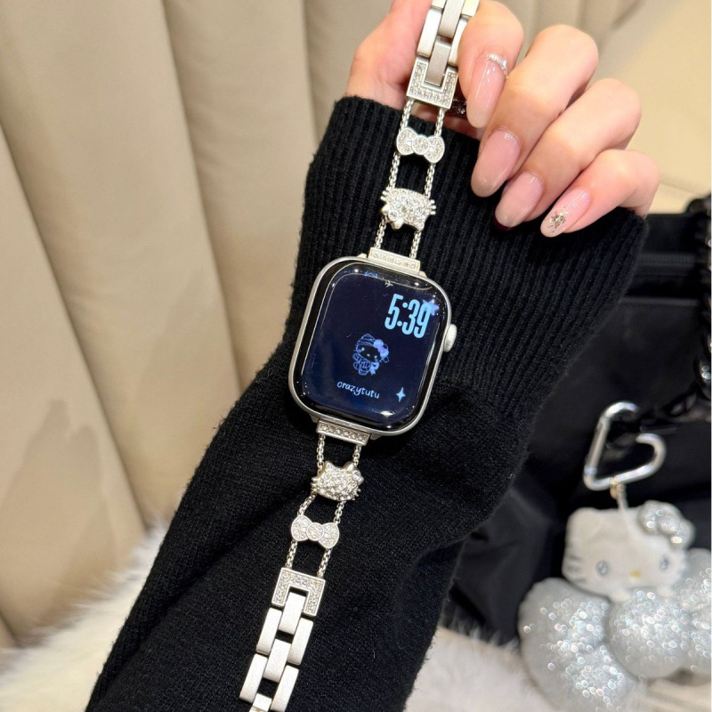New KT cat bracelet metal strap suitable for Apple S10 watch, S11 iWatch 9th generation, Apple Watch 8SE New KT cat bracelet metal strap suitable for Apple S10 watch, S11 iWatch 9th generation, Apple Watch 8SE