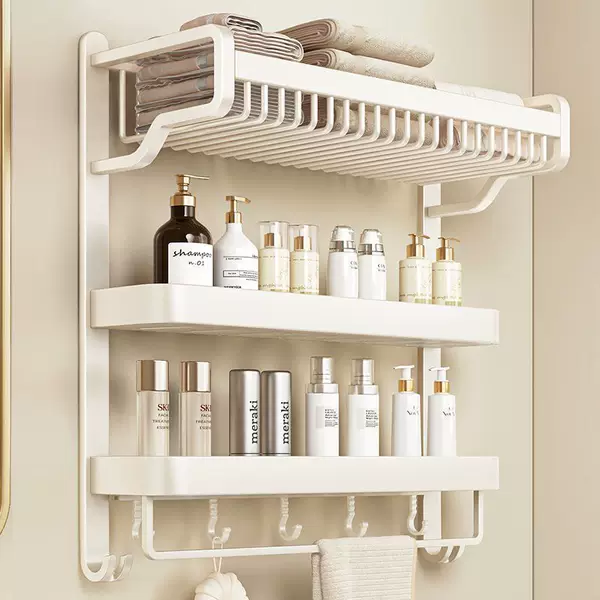Towel Rack Bathroom Storage Rack Integrated Punch-Free Wall-Mounted Bathroom Toilet Bathroom suit Space Aluminum Towel Rack