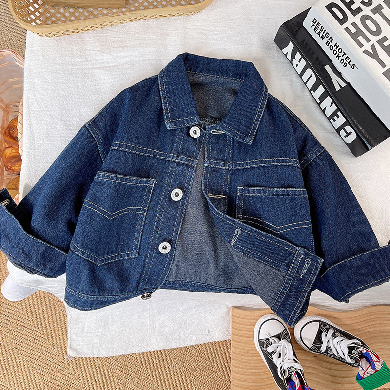Chaqueta vaquera nueva de otoño 2026 para niños, tops retro con letras, chaquetas modernas para niñas, ropa exterior estilo coreano.