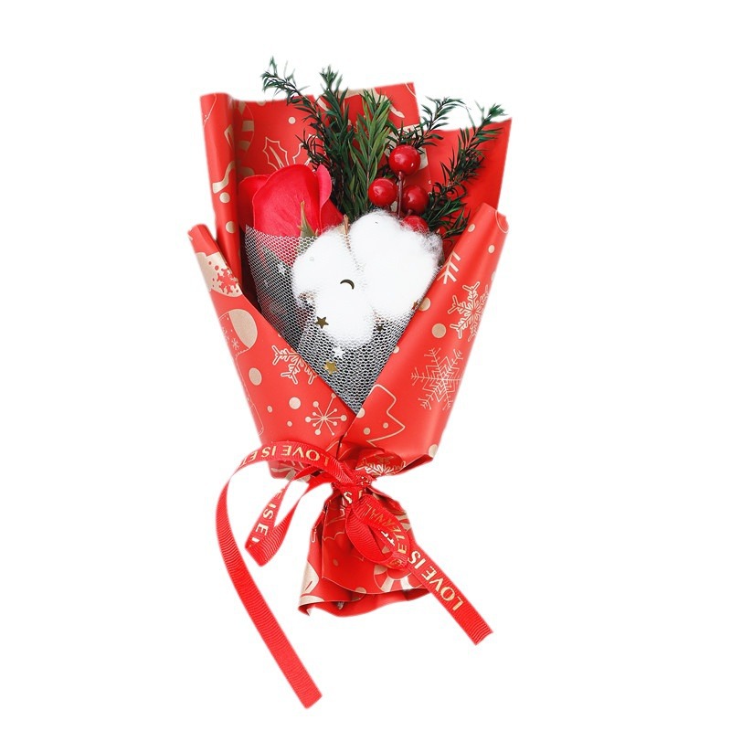 Venta al por mayor Navidad fruta roja algodón seco ramo DIY mano regalo decoración caja de regalo con flores regalo de Navidad para novia