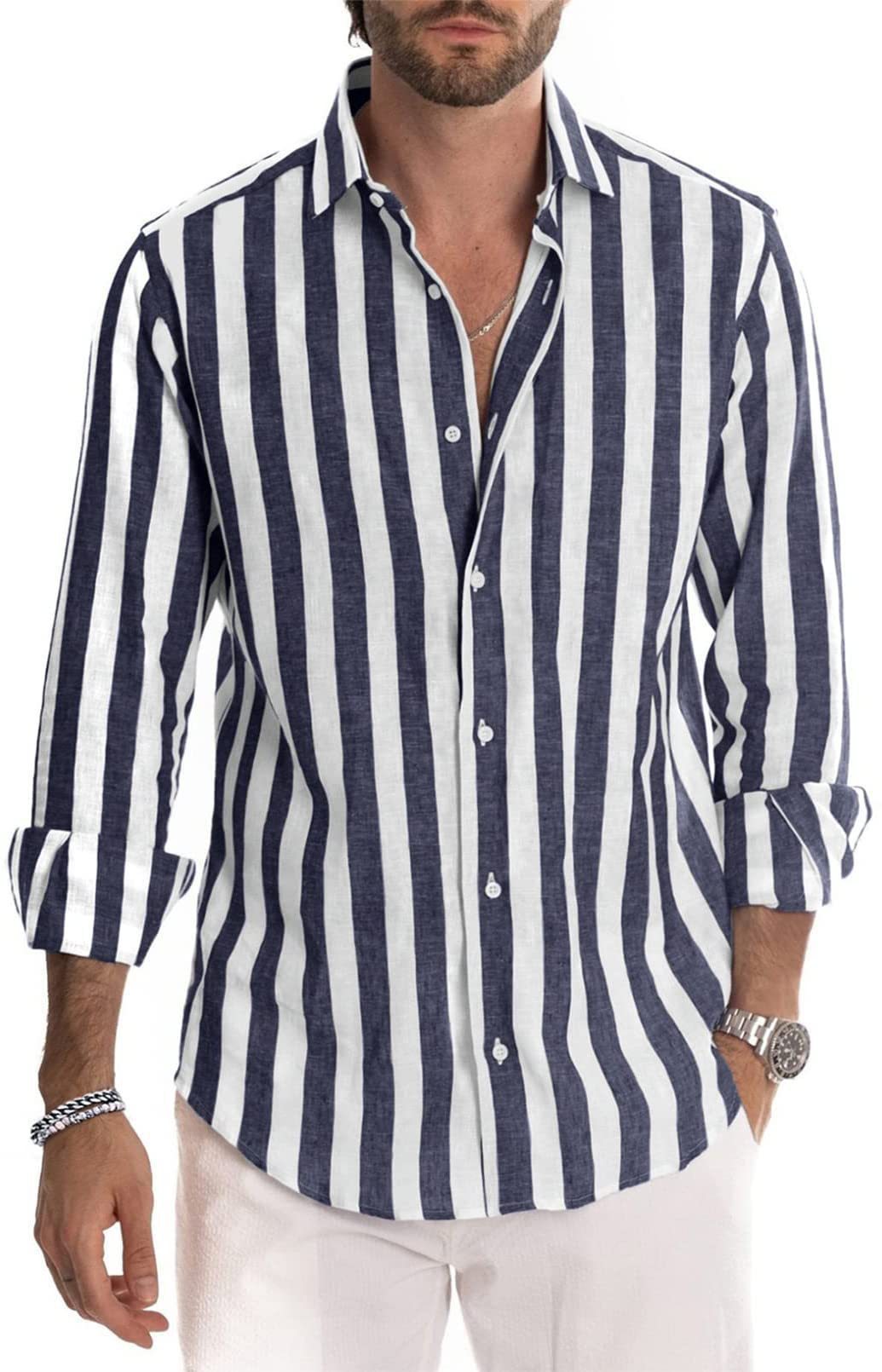 Men's Stripe Blouse Men's Clothing display picture 3