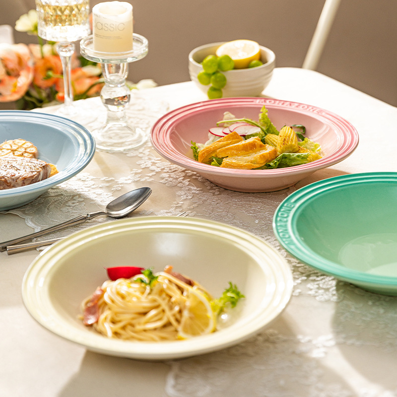 モダン主婦monazone自慢の麦わら帽子皿陶磁器家庭用洋食パスタ皿高級感ステーキディナー皿|undefined