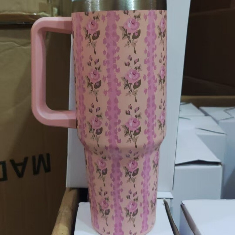 印花新款40oz汽车杯巨无霸冰霸杯便携手柄杯大容量吸管水杯3DUV印|undefined