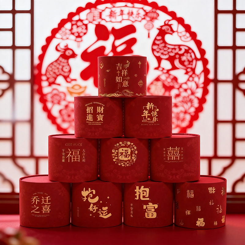 新年福桶空桶年宵花插花桶仿真花花桶资材发财福桶抱抱桶现货批发