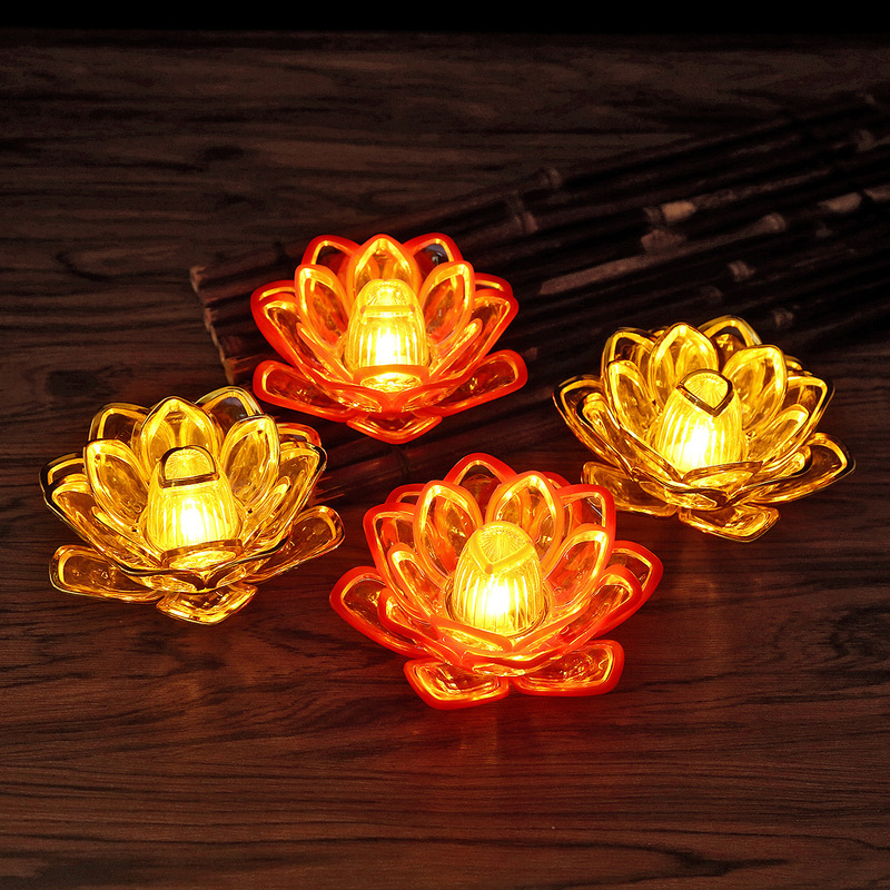 led蜡烛莲花灯佛供灯仿真蜡烛长明灯烛台摆件寺庙供佛电子酥油灯|undefined