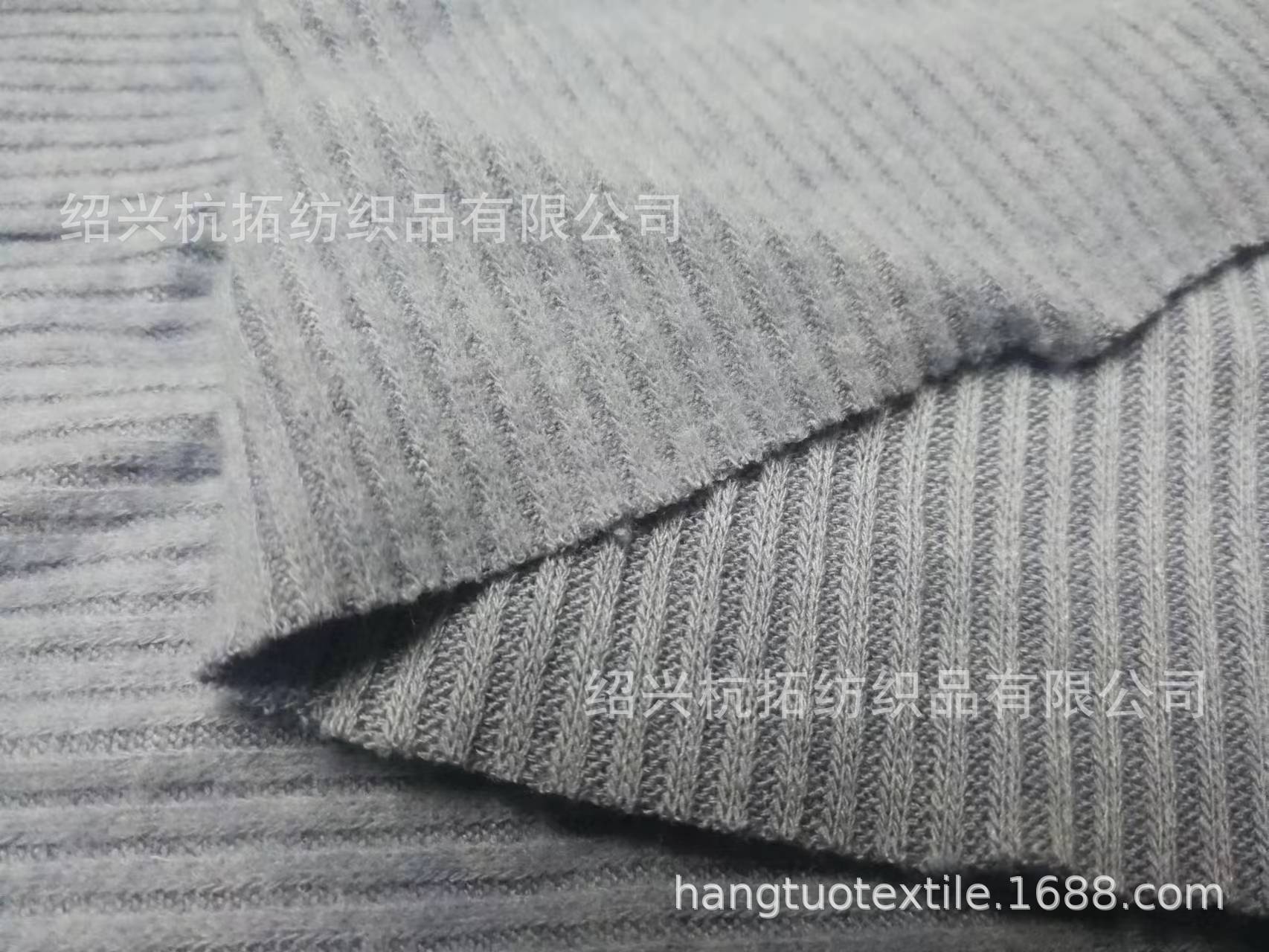 针织2*2TR氨纶罗纹拉毛布   涤人棉抓毛罗纹面料