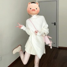 2025新款富家千金白色针织短裙套装女秋冬季小个子香风miu系穿搭