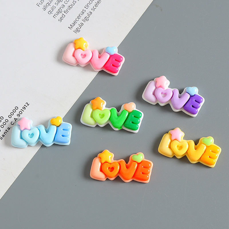 Gradient Glossy Letters Love Cream Glue DIY Mobile Phone Case Refrigerator Magnet Hole Shoe Hairpin Resin Accessories Material Gradient Glossy Letters Love Cream Glue DIY Mobile Phone Case Refrigerator Magnet Hole Shoe Hairpin Resin Accessories Material