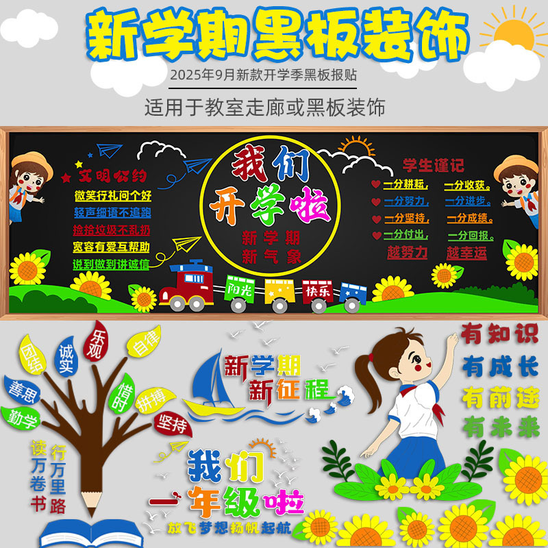 New semester classroom layout blackboard decoration wall stickers class culture wall environmental creative slogan Primary School Kindergarten New semester classroom layout blackboard decoration wall stickers class culture wall environmental creative slogan Primary School Kindergarten