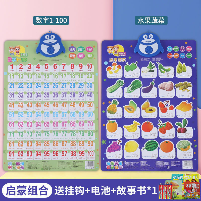儿童数字1到100有声发声挂图启蒙贴幼儿早教拼音字母表墙|undefined