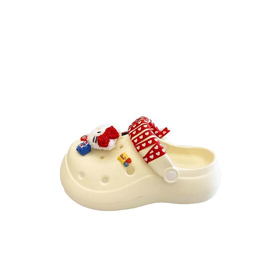 Cute Cartoon Kitten Hole Shoes Women's 2025 Spring and Summer New Thick-soled Height-increasing Outwear Eva Half Slippers