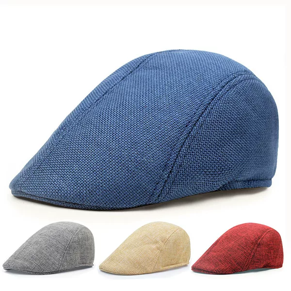 Cross-border foreign trade cotton and linen beret retro peaked cap middle-aged and elderly forward cap solid color newsboy hat AliExpress hot sale