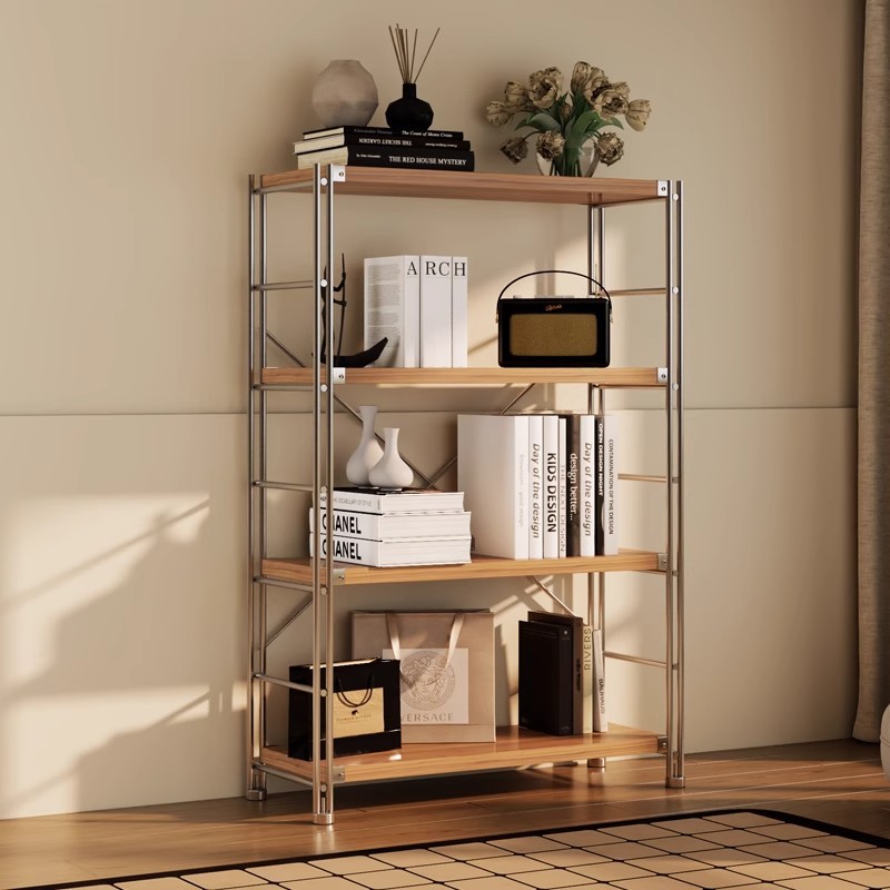 Japanese-Style Log-Style Storage Rack Household Floor-Standing Storage Rack Book Product Display Display Rack Kitchen Storage Rack