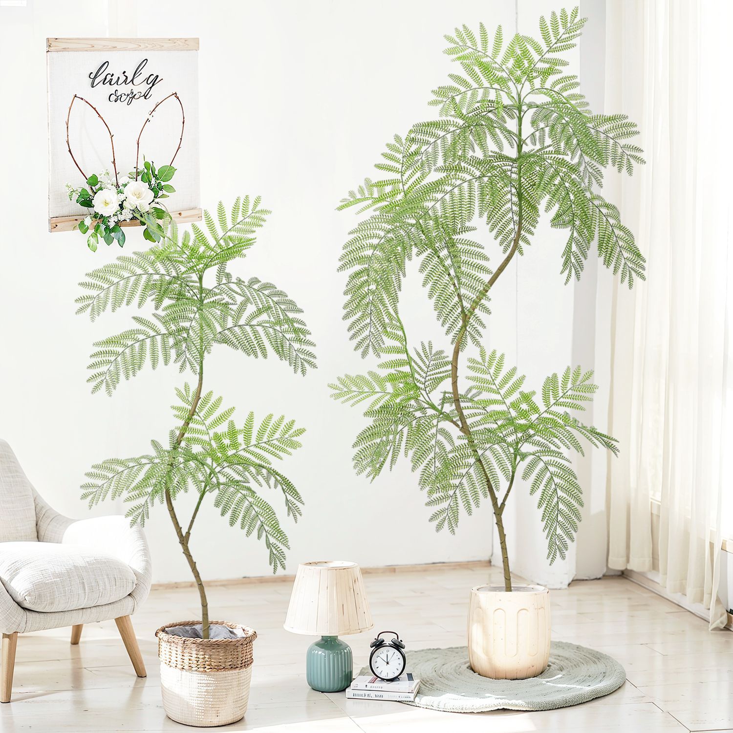 跨境专供北欧风仿真蓝花楹室内摆件假绿植客厅植物新款假树盆栽