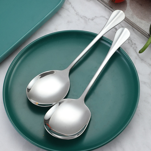 Stainless steel large serving spoon for canteen hotel buffet long handle public spoon large household dining spoon