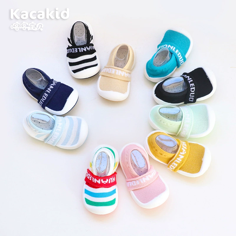 Нескользящая детская обувь на мягкой подошве, детская обувь на резиновой подошве для дома и улицы, детская обувь для малышей, двухцветная подошва с буквами, бесплатная доставка