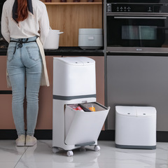 キッチンゴミ箱家庭用クリエイティブ中庭大型大容量取り外し可能な二層生ごみ乾湿分離バケツ蓋付き