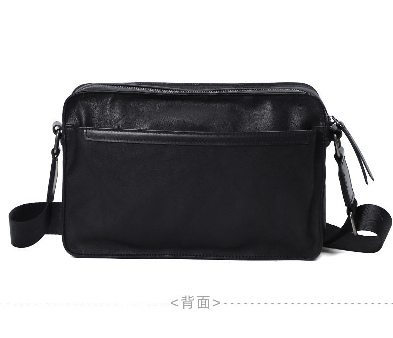Túi đeo chéo nam da bò lớp đầu sức chứa lớn 27×9×18 cm — Màu đen chi tiết 11