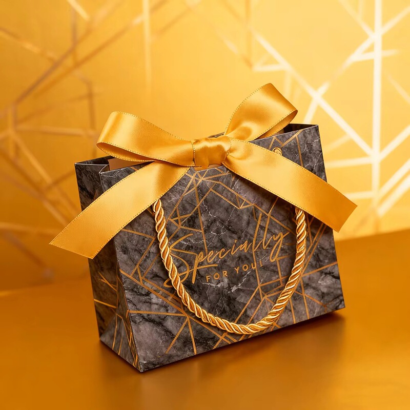 Customized Designer-Inspired Pink Paper Handbags |   Metallic Hot Stamping Sustainable Fashion Gift Bag |   Time