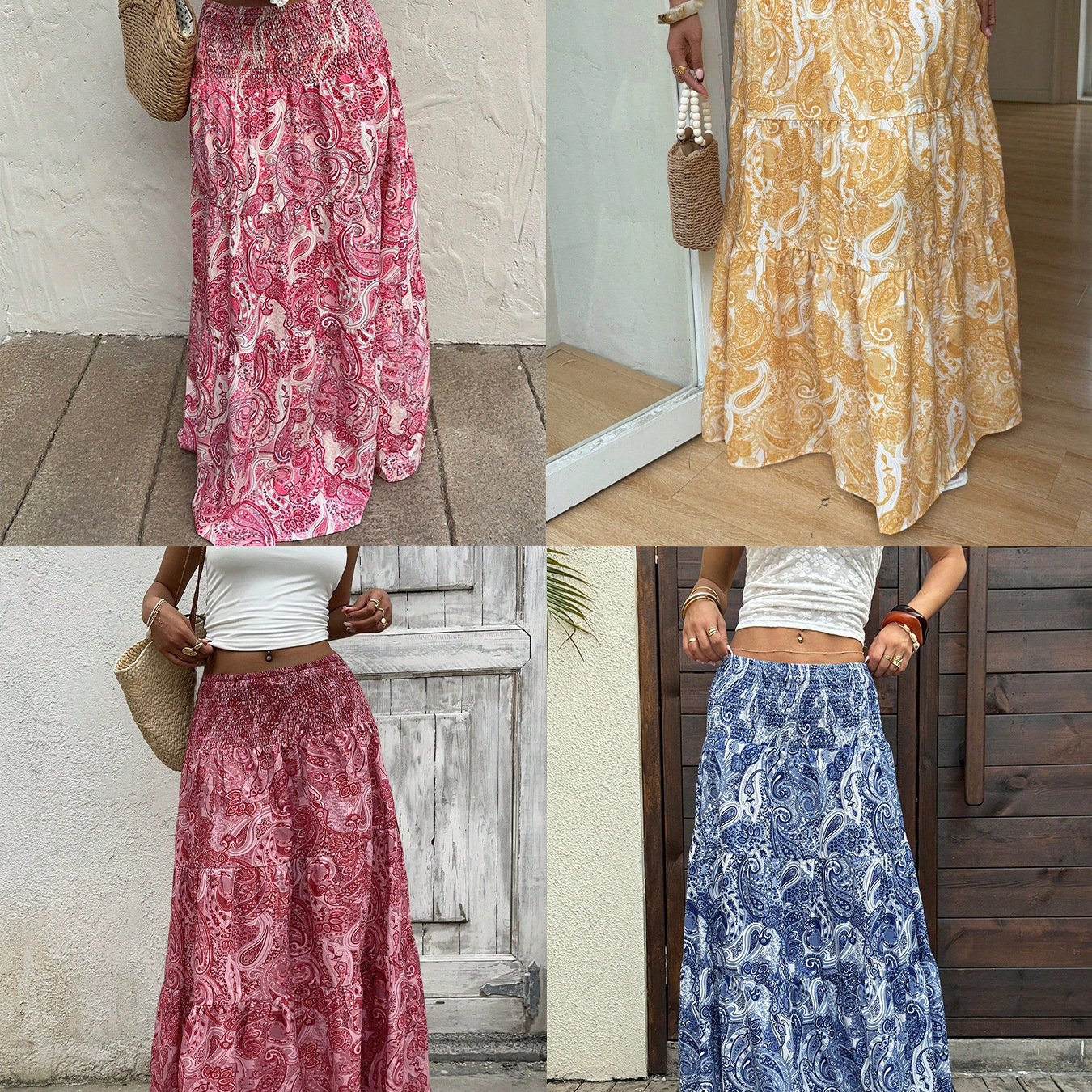 New Floral Loose Dress Women's Summer New Mid-Length Temperament Waist Skirt