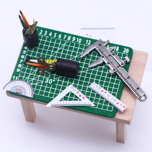Dollhouse Doll House Mini Learning Props Accessories Simulation Pen Holder Miniature Model BJD Pencil Ruler