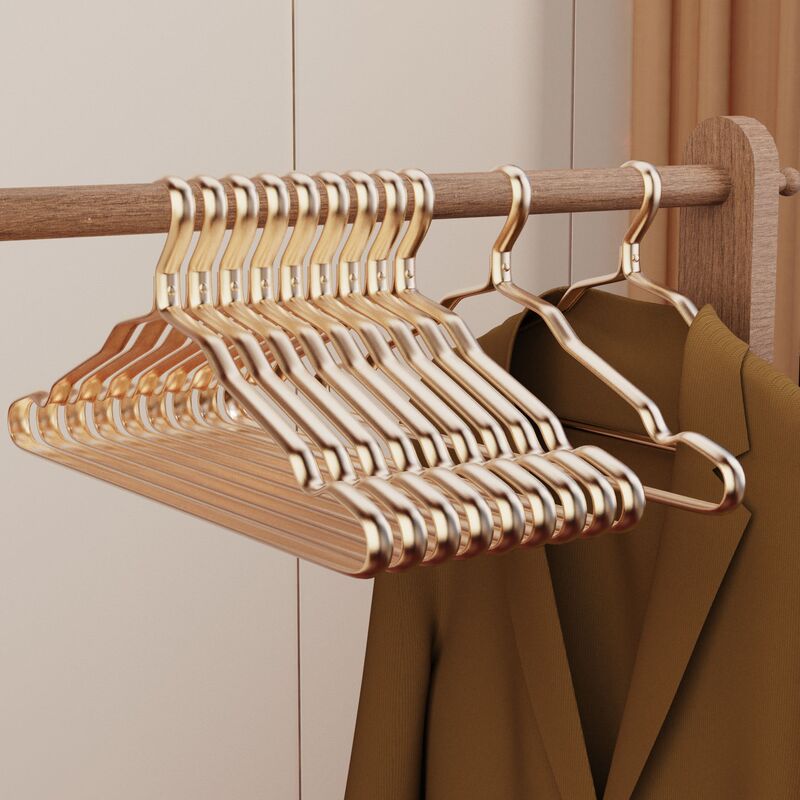 Aluminum alloy hanger widened non-slip seamless non-rust drying clothes light luxury clothes support household clothes hanging manufacturers wholesale