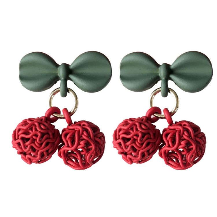 1 Paire Mignon Cerise Vernis Au Four Alliage Clips D'oreille Boucles D'Oreilles display picture 12