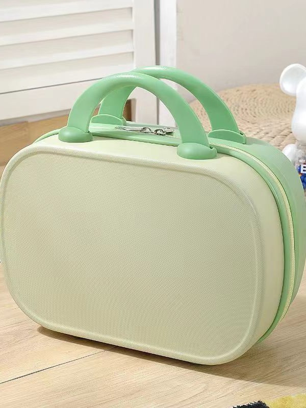 Redonda pequeña maleta fresca de 14 pulgadas maquillaje pequeña maleta de viaje ligera maleta maleta maquillaje