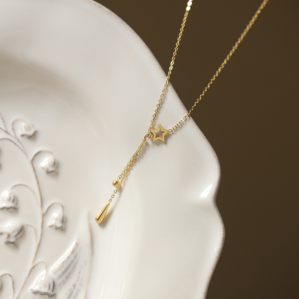Necklace Classification Real Gold Plated Star 304 Stainless Steel Vacation Classic Style Waterproof Non Tarnish Titanium Steel Necklace