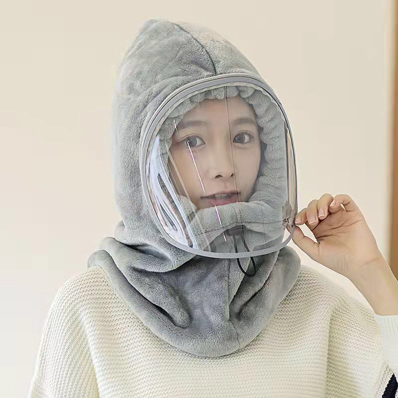 Internet Celebrity Autumn and Winter Cycling Pullover Windproof Cap Thickened Double-Layer Rabbit Fur Ear Protection Removable Mask Women's Warm Lei Feng Cap