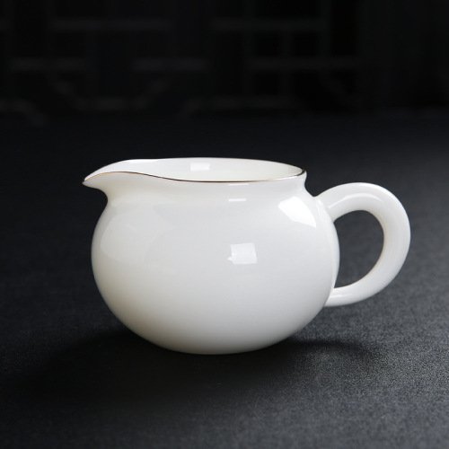 Suet-fat jade white porcelain fair cup household kung fu tea set pouring tea male cup even cup ceramic filter cocoa printed logo