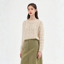 纯色马海毛毛衣上衣女装2025秋季新品马海毛套头混纺针织羊毛毛衣