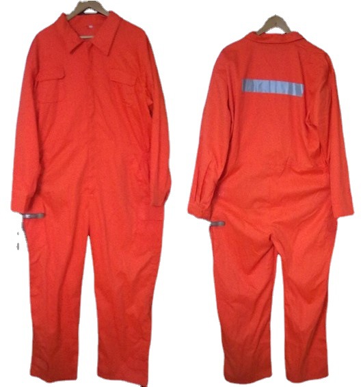 涤棉/全涤/全棉工作服 蓝色/桔色连体工作服 反光劳保服