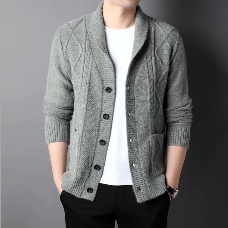 Cardigan, autumn demi-season sweater, woolen knitted jacket, plus size