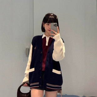 The Correct Version of the Original Miu 25Fw New Wool Cashmere Blended Loose Cardigan Casual Sweater for Men and Women