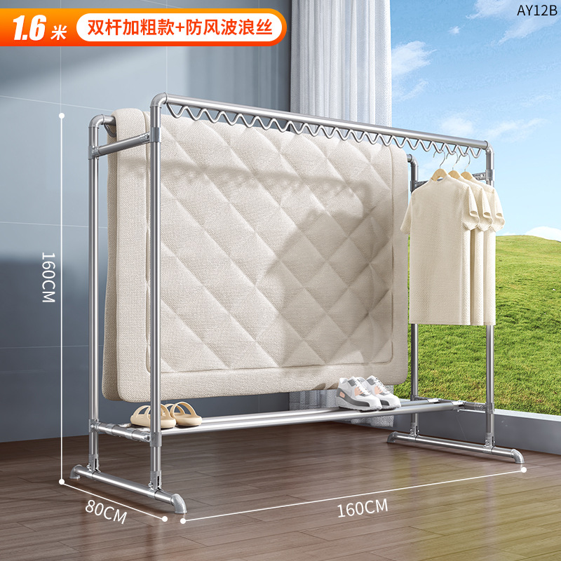 Tendedero de Piso de Doble Barra de Hierro Plegable para Balcón y Dormitorio image 15