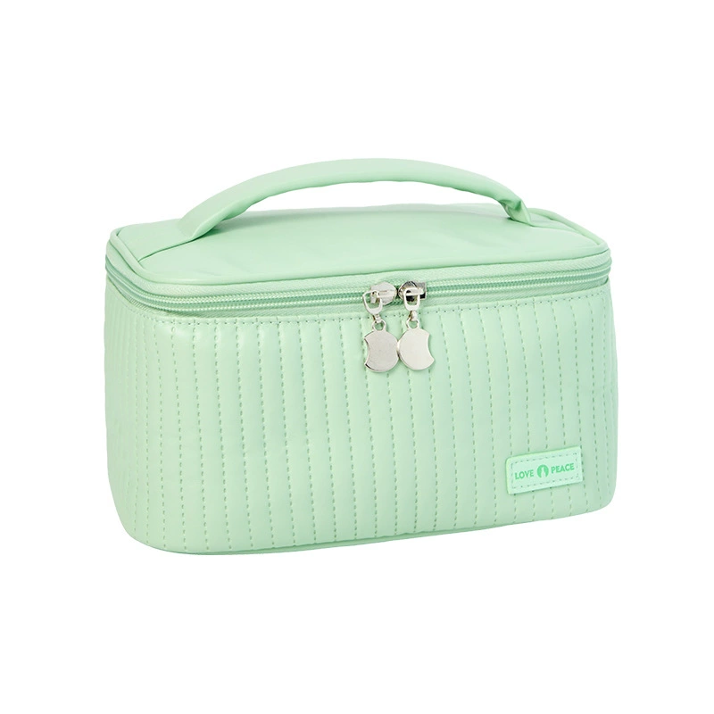 Polyurethane handheld cosmetic bag, capacious organizer bag, high-quality style