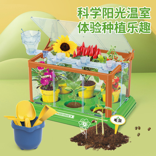 Planting greenhouse mini sunroom creative plants, handmade DIY materials for science experiment observation and learning toys