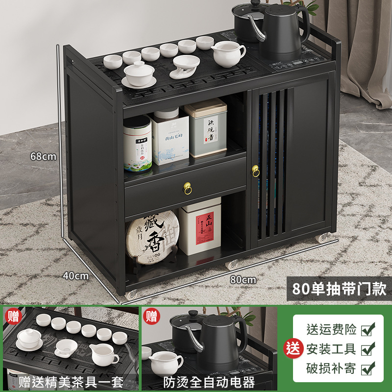 Mesa de té móvil balcón casa pequeña mesa de té carrito de té hervidor de agua integrado gabinete de té con ruedas mesa lateral de té juego de té traje