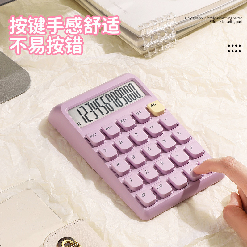 Calculadora de alto valor de color sólido solar de 12 bits, oficina portátil, linda computadora pequeña, fábrica de comercio exterior al por mayor