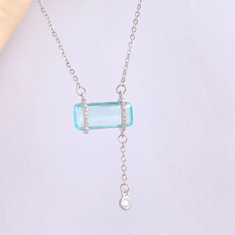 라이트 아쿠아마린 목걸이 실버