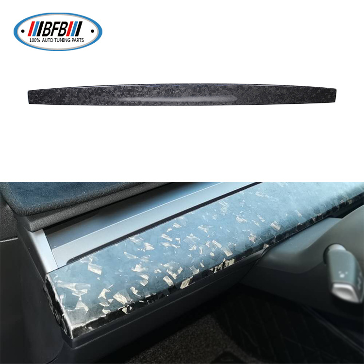 100% Real Carbon Fiber Dashboard Panel Protector - For Tesla Model Y - Marble Forged Pattern Model 3